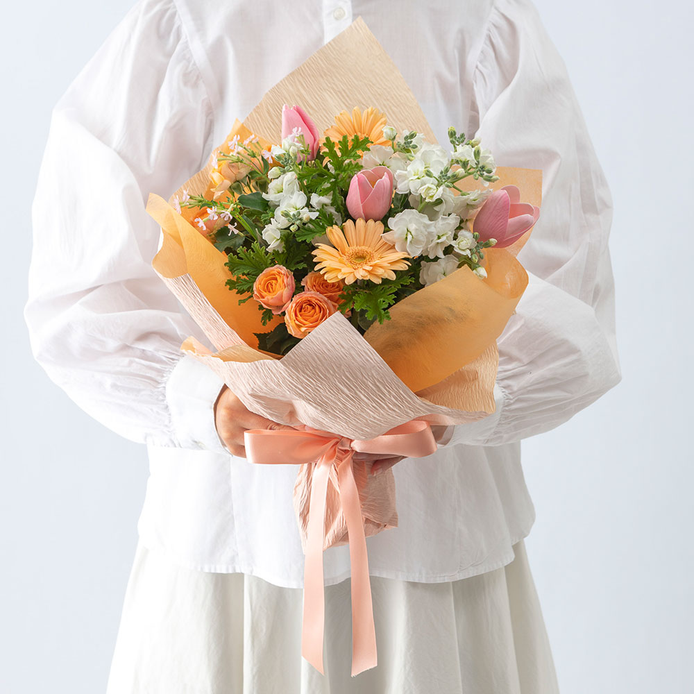 【最短翌日届け】1月旬の花 チューリップ 花束「ミニョンボンボン」