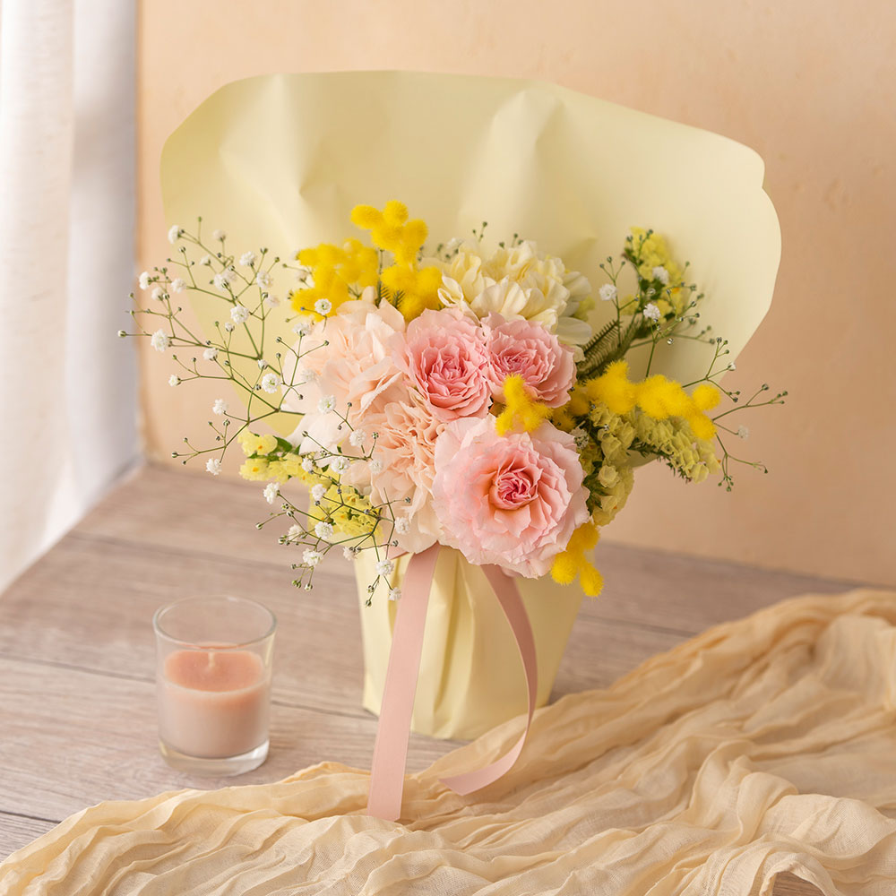 そのまま飾れるブーケ「ミモザ」