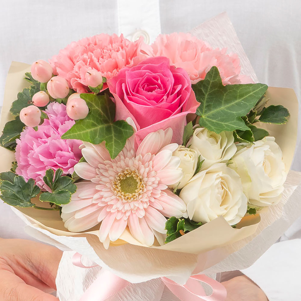 春の旬の花 バラ そのまま飾れるブーケ「アドラーブル」