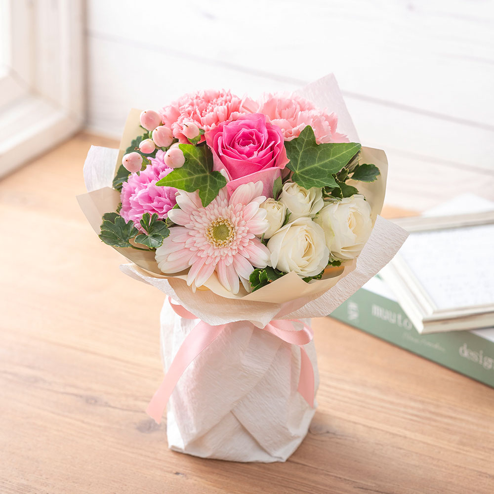 春の旬の花 バラ そのまま飾れるブーケ「アドラーブル」