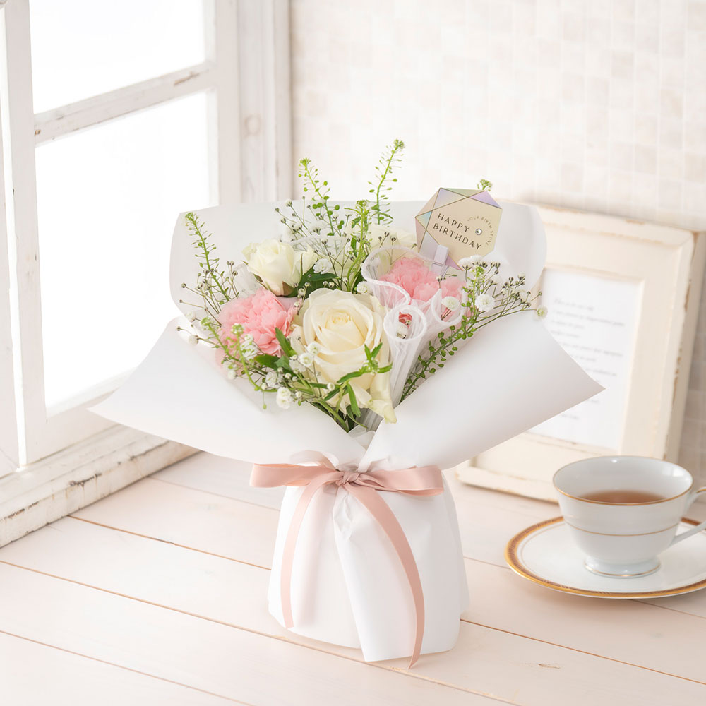 【誕生石】4月 そのまま飾れるブーケ「ダイヤモンド」