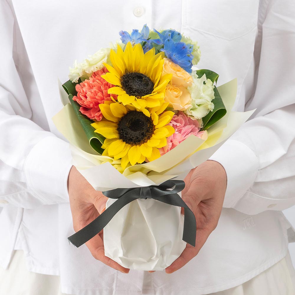 8月 旬の花 ヒマワリ そのまま飾れるブーケ「マリークレール」