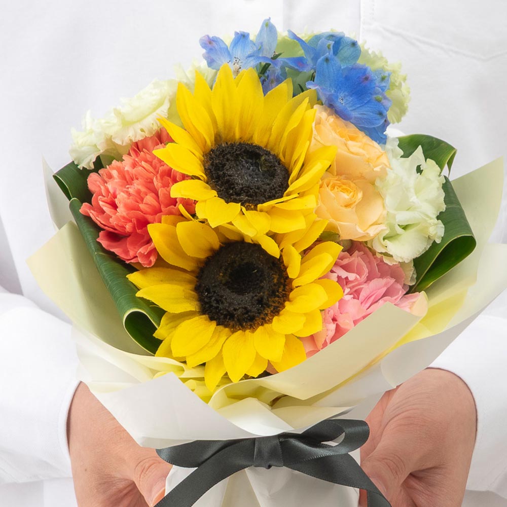 8月 旬の花 ヒマワリ そのまま飾れるブーケ「マリークレール」