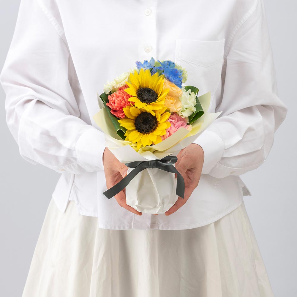 8月 旬の花 ヒマワリ そのまま飾れるブーケ「マリークレール」