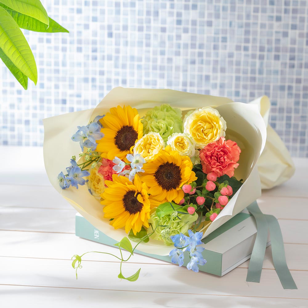 8月 旬の花 ヒマワリ 花束「ムース」