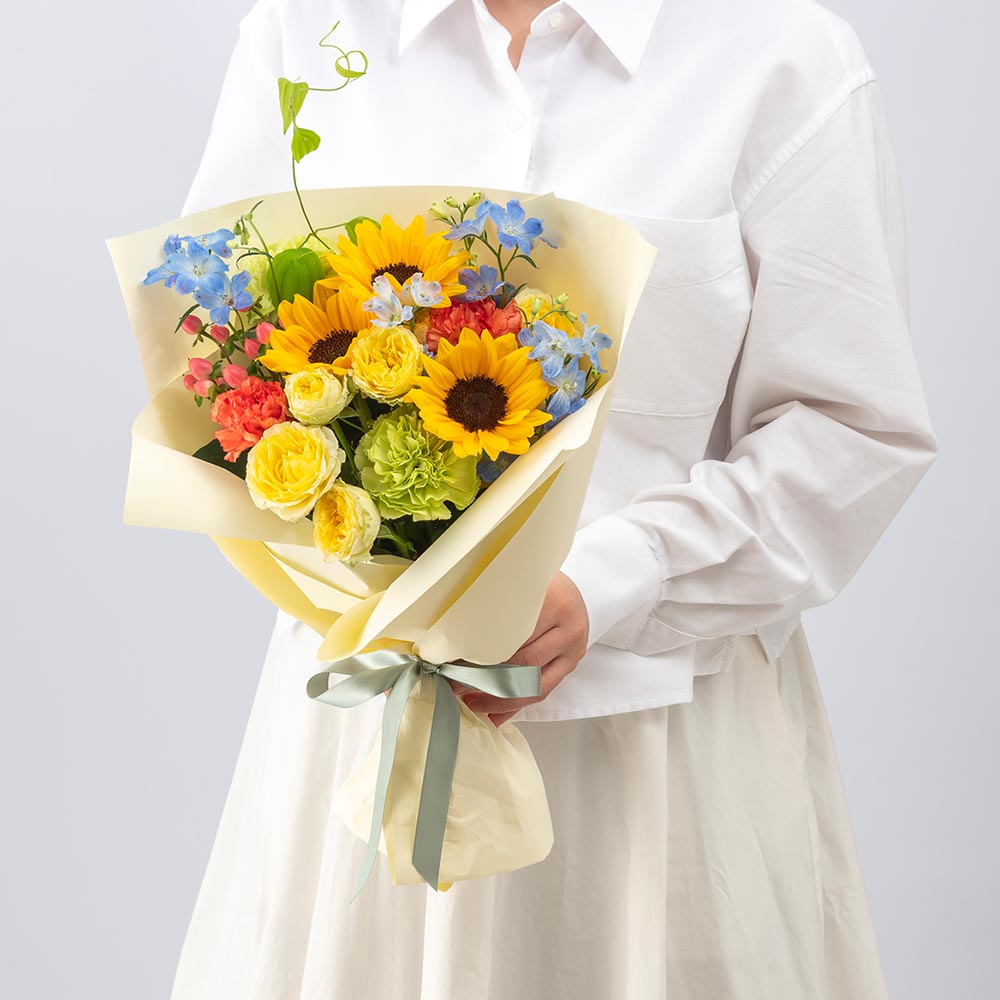 8月 旬の花 ヒマワリ 花束「ムース」