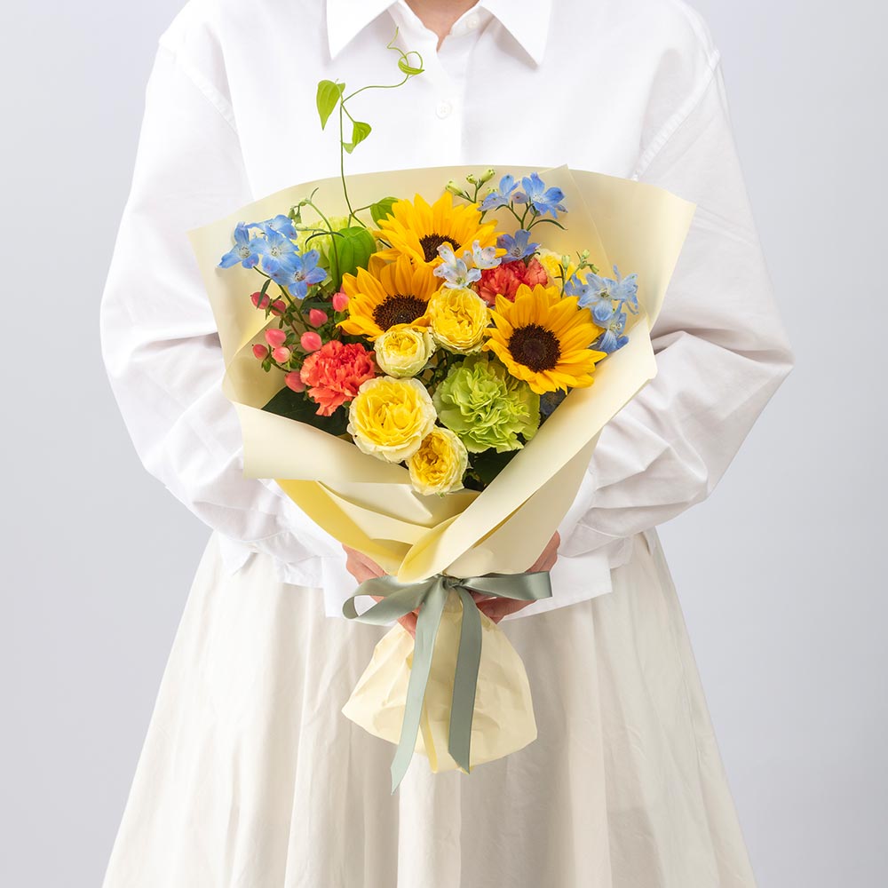 【最短翌日届け】8月 旬の花 ヒマワリ 花束「ムース」