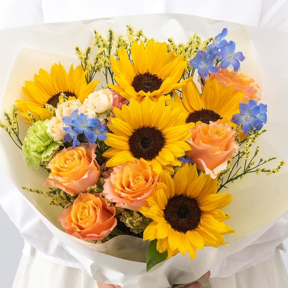 8月 旬の花 ヒマワリ 花束「オーブ」