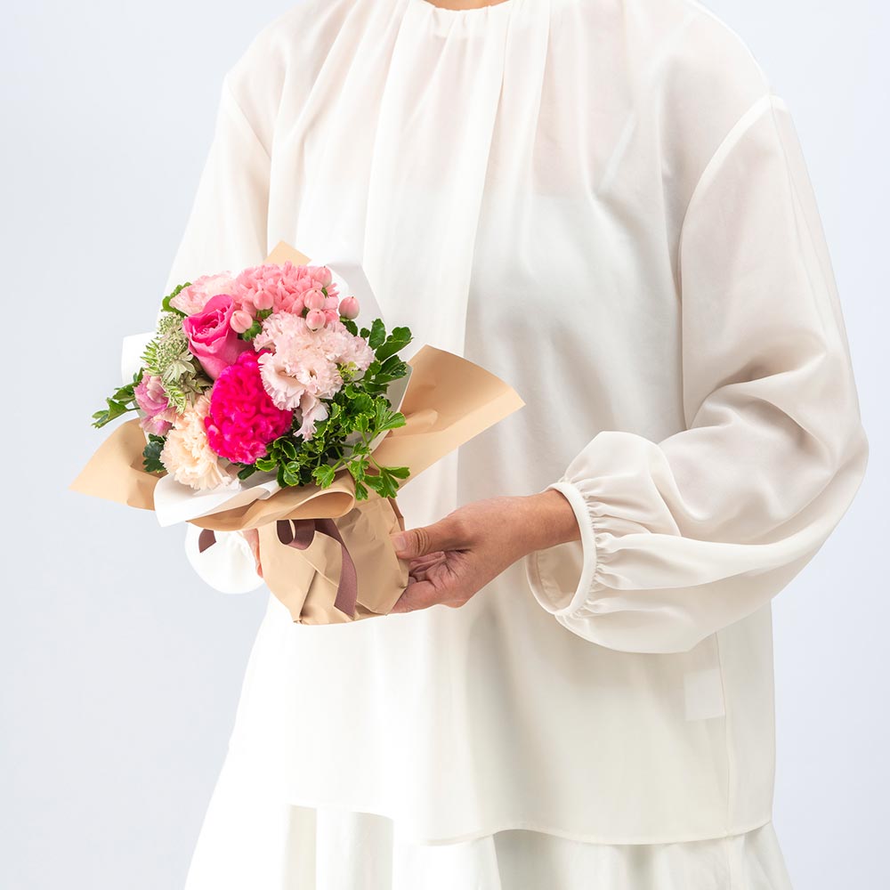 9月旬の花 ケイトウ そのまま飾れるブーケ（ピンク・S）