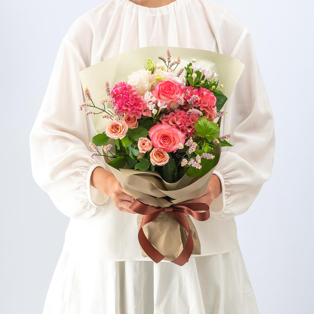 【最短翌日届け】9月旬の花 ケイトウ 花束（ピンク・M）
