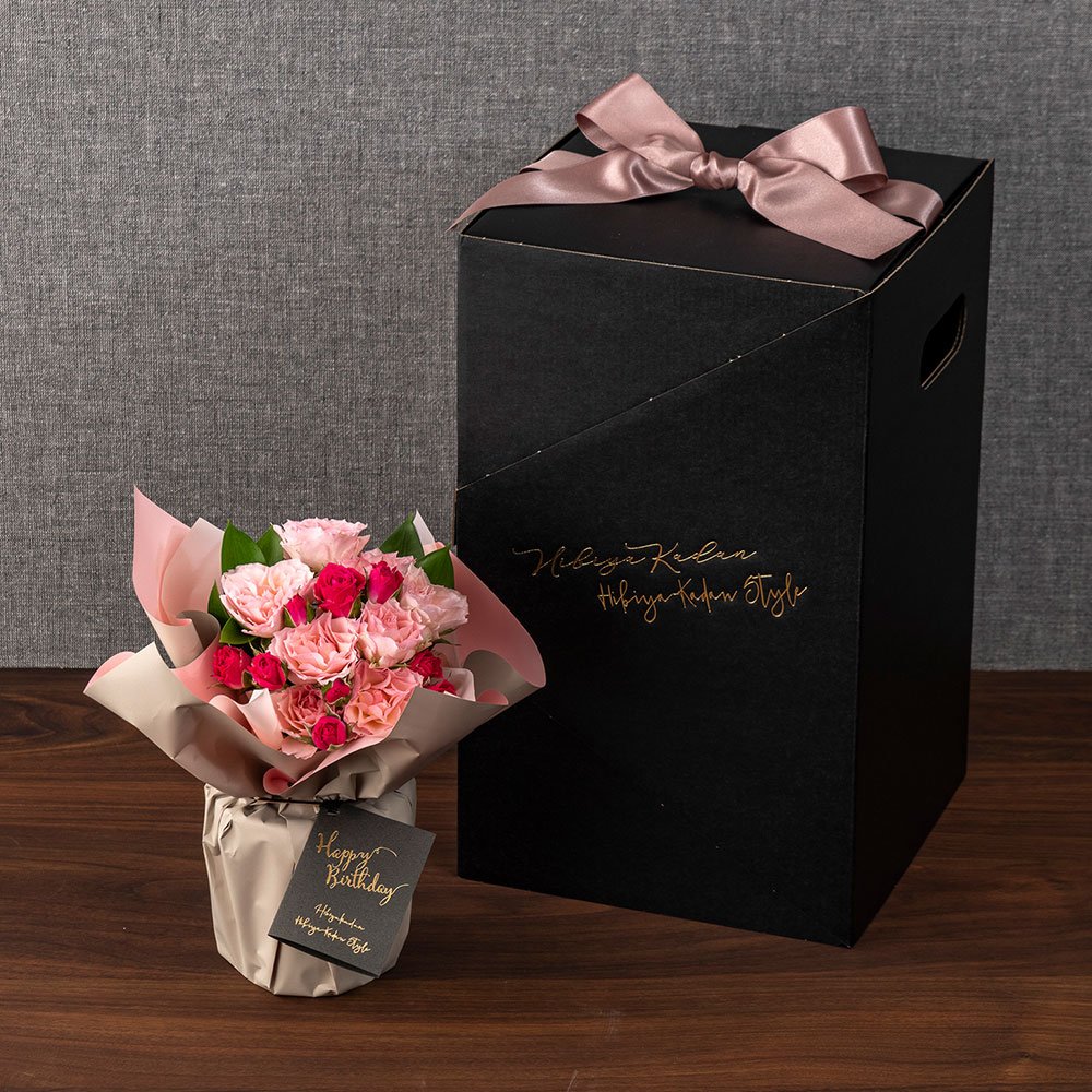 メロディボックス花束「ローズハッピーバースデー」【沖縄届不可】