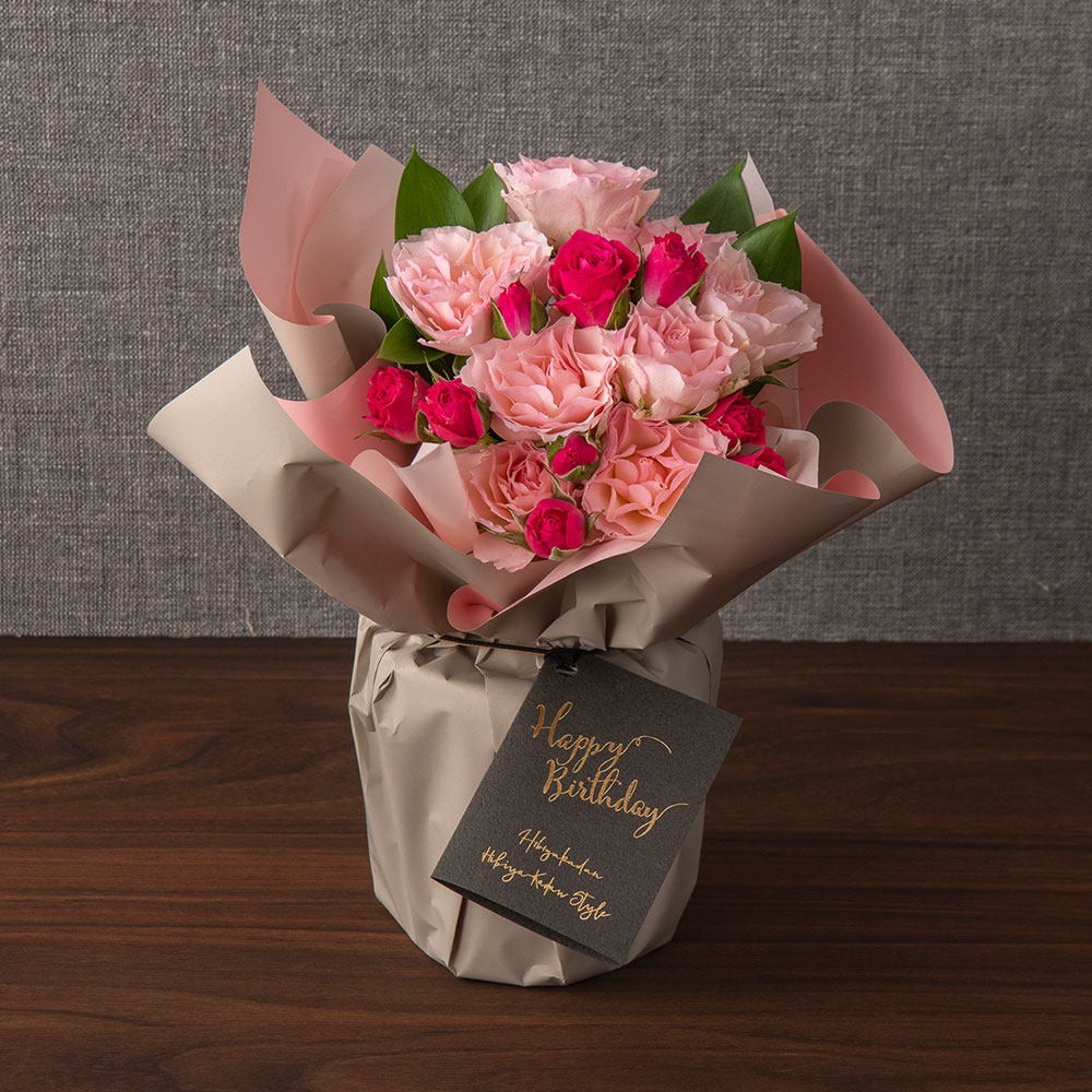 メロディボックス花束「ローズハッピーバースデー」【沖縄届不可】