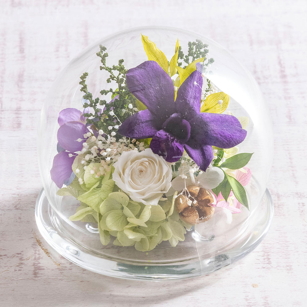 【お供え用】 ちりめん細工とプリザーブド＆アーティフィシャルフラワーアレンジメントのセット