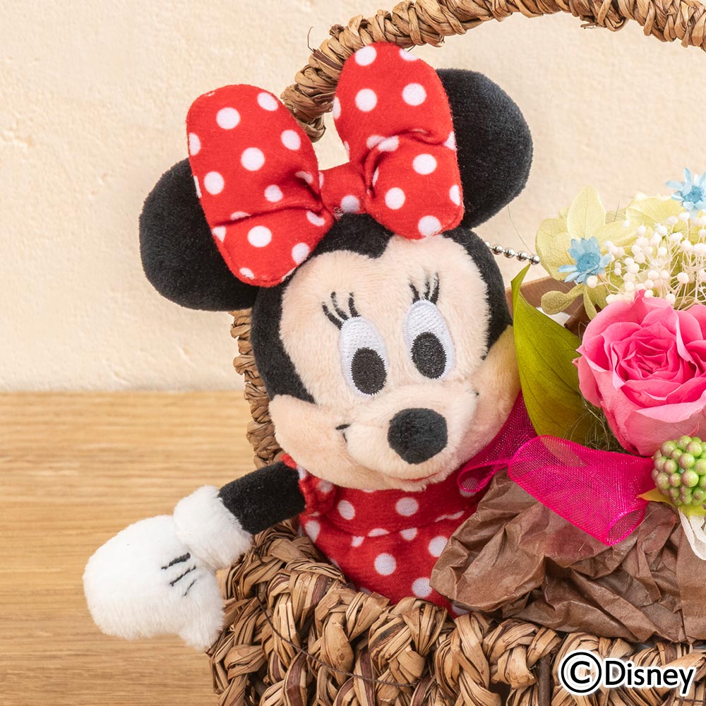 ディズニー プリザーブドアレンジメントとぬいぐるみのセット（ミニーマウス）