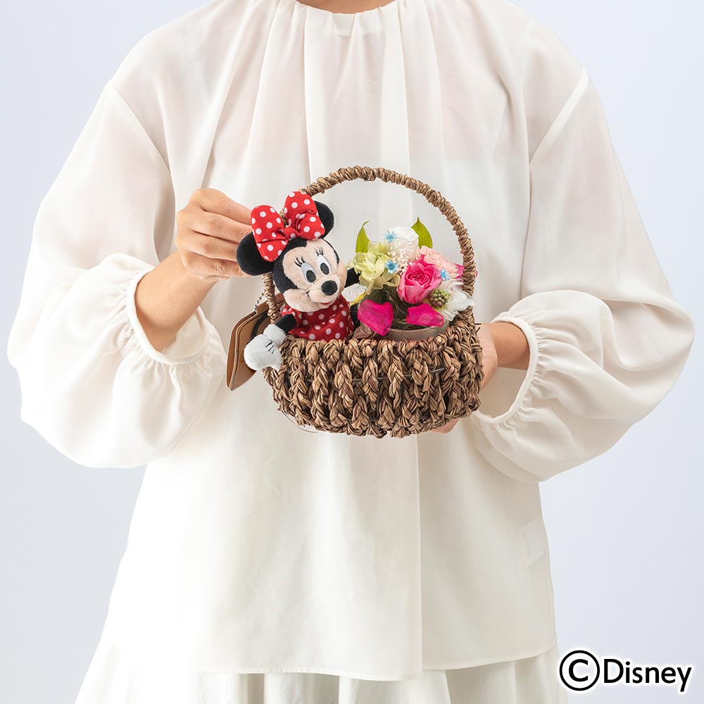 ディズニー プリザーブドアレンジメントとぬいぐるみのセット（ミニーマウス）