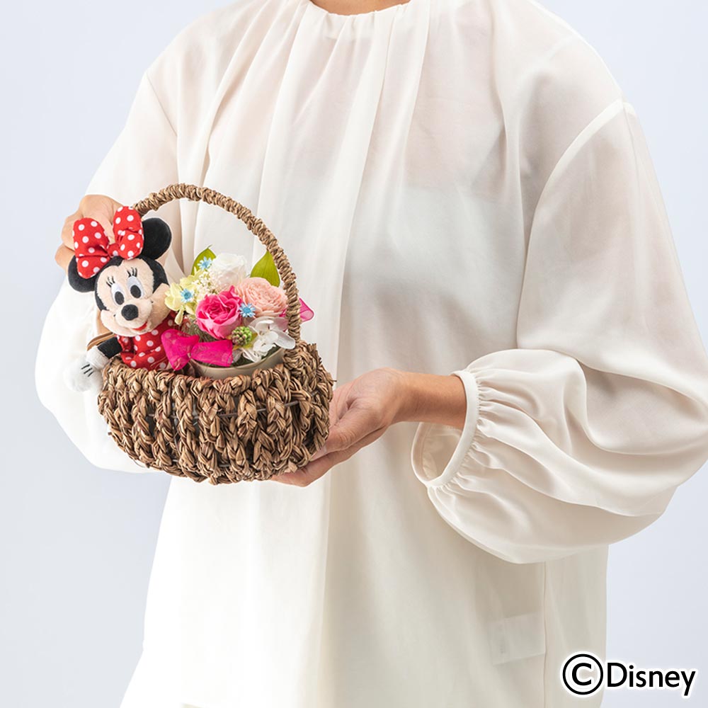 ディズニー プリザーブドアレンジメントとぬいぐるみのセット（ミニーマウス）