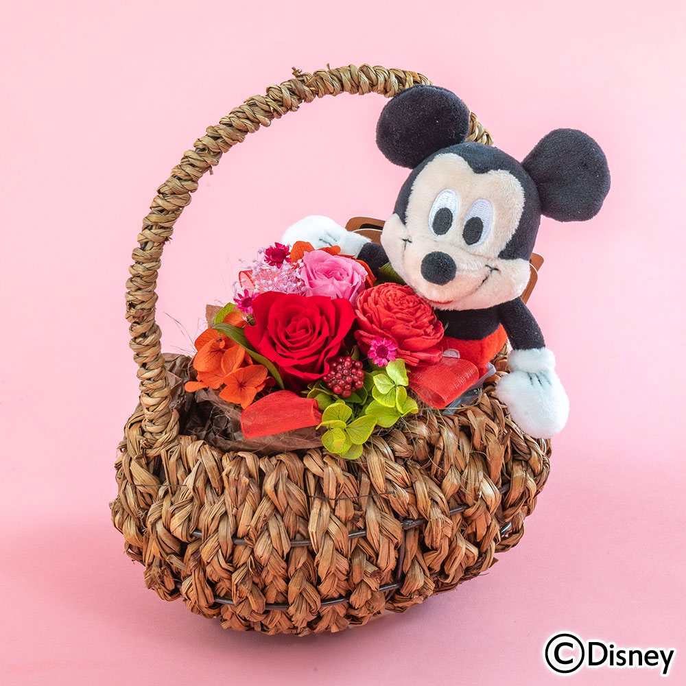 ディズニー プリザーブドアレンジメントとぬいぐるみのセット（ミッキーマウス）