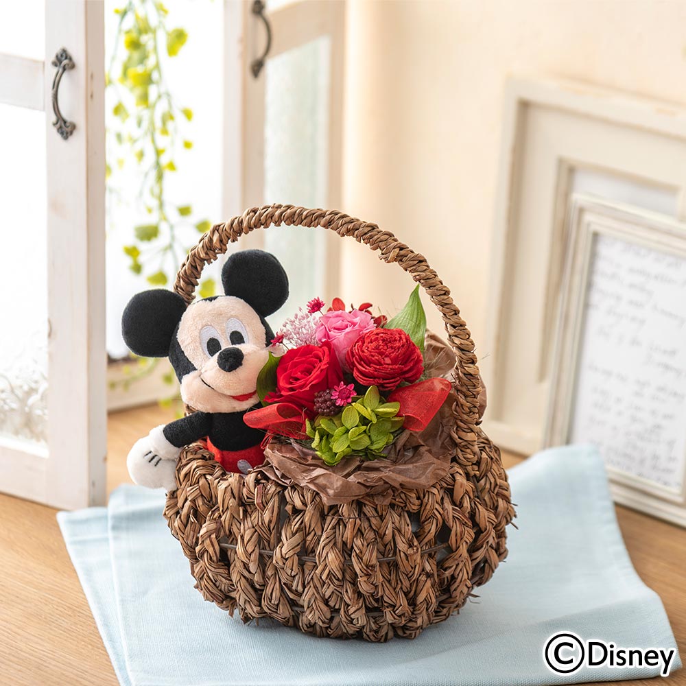 ディズニー プリザーブドアレンジメントとぬいぐるみのセット（ミッキーマウス）