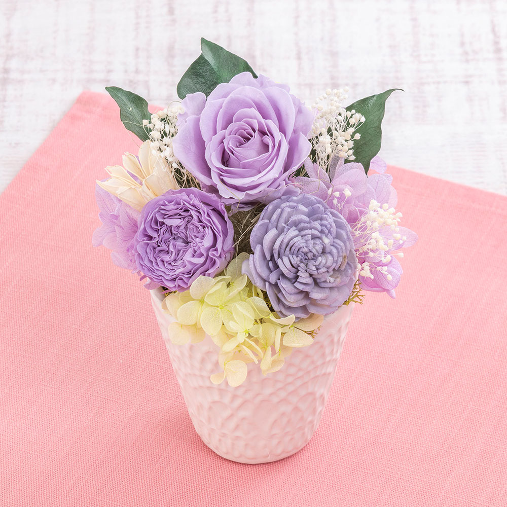 【お供え用】 日本香堂「花風PLATINA ブルーローズ」とプリザーブドアレンジメントのセット