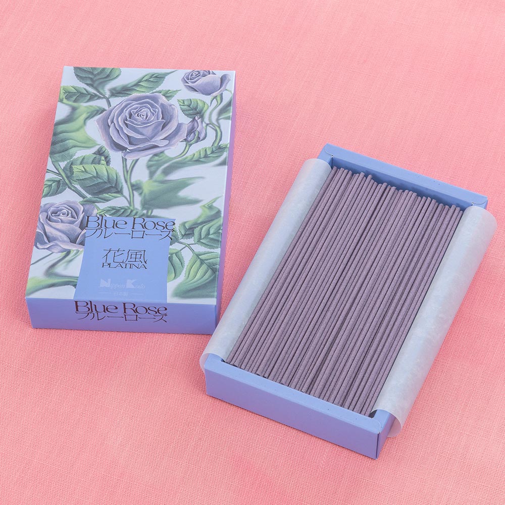 【お供え用】 日本香堂「花風PLATINA ブルーローズ」とプリザーブドアレンジメントのセット