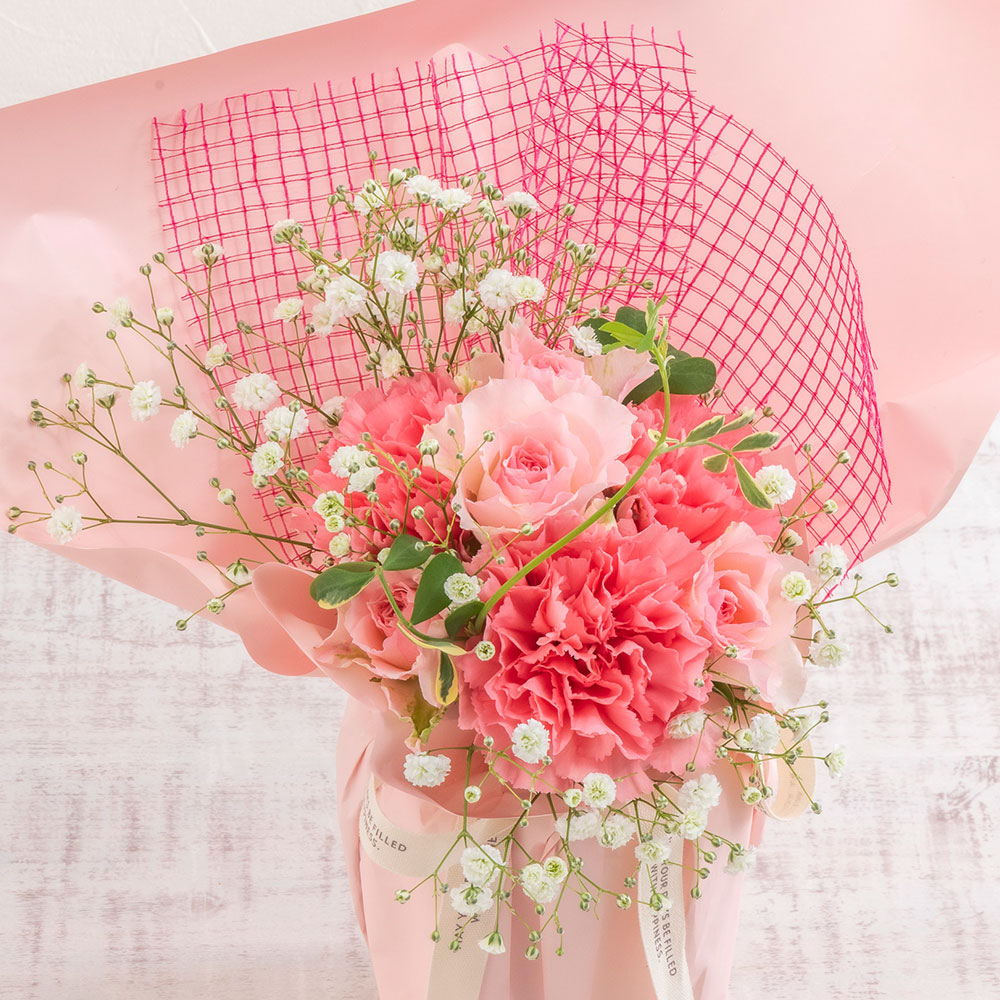 近沢レース店「タオルハンカチ 桜便り」とそのまま飾れるブーケのセット