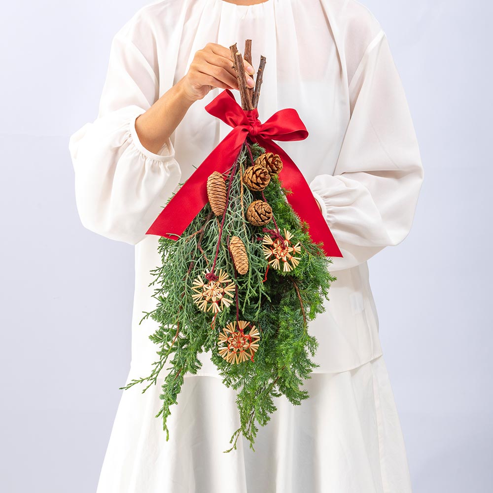 クリスマス フレッシュスワッグ「グローブ」