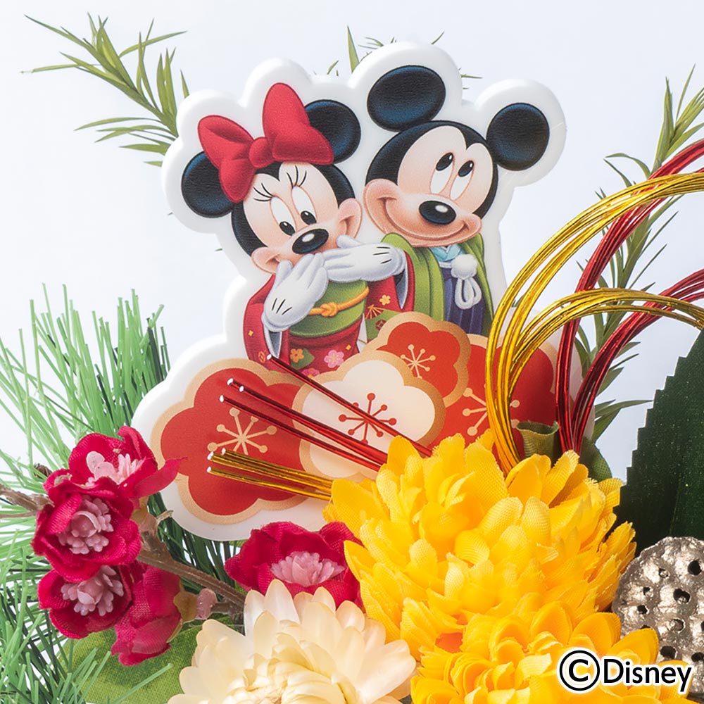 お正月 ディズニー アーティフィシャルフラワーアレンジメント「謹賀新年（ミッキー＆ミニー）」