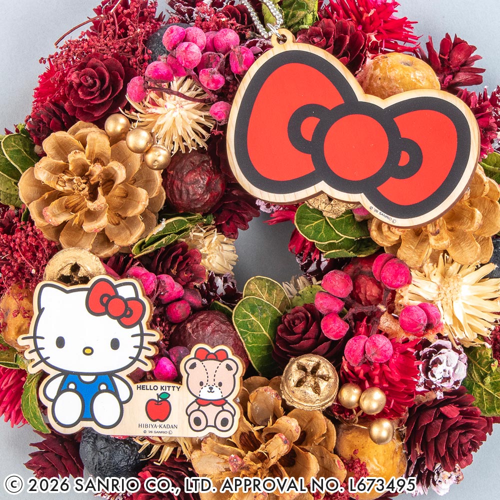 クリスマス ハローキティ プリザーブド＆ドライフラワーリース