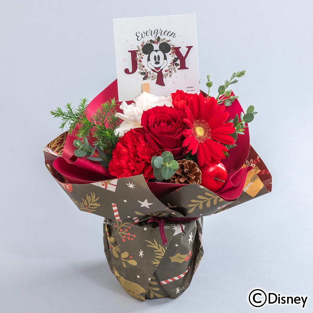 クリスマス ディズニー そのまま飾れるブーケ「ホリデーギフト（ミッキーマウス）」