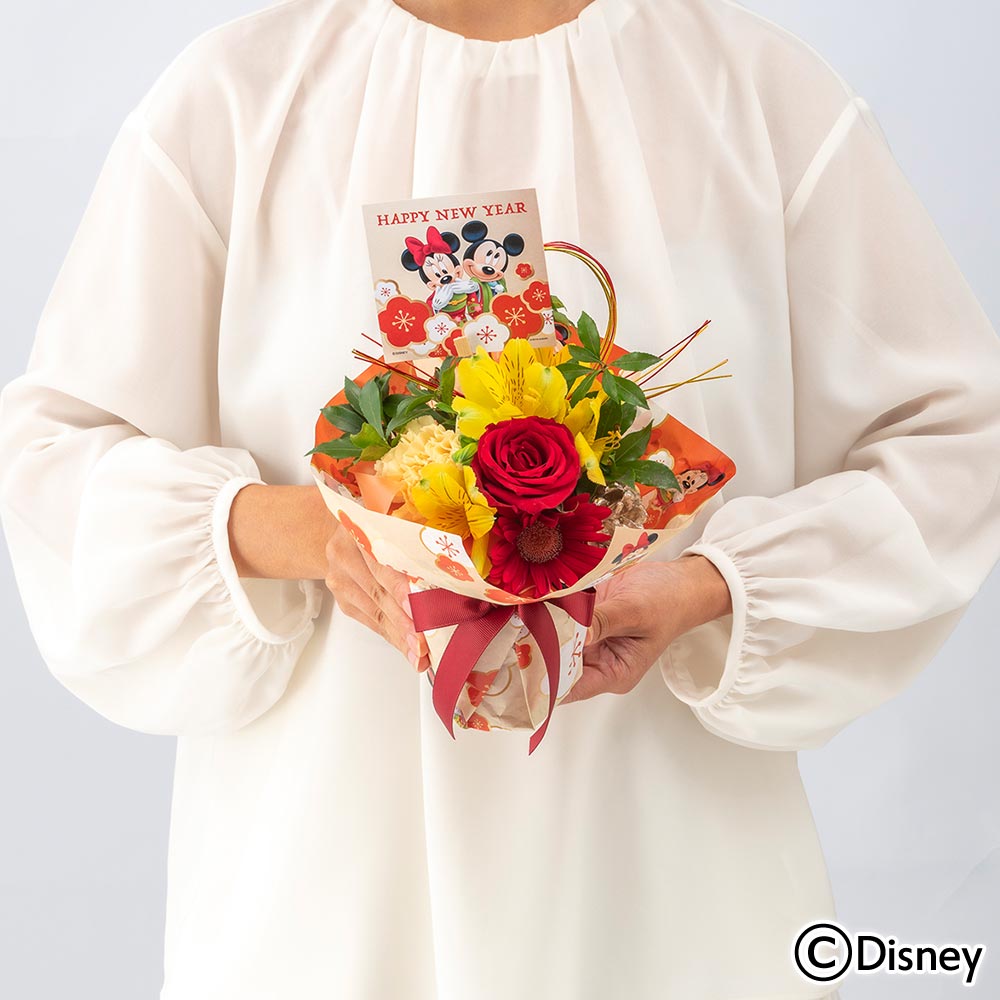 お正月 ディズニー そのまま飾れるブーケ「謹賀新年（ミッキー＆ミニー）」