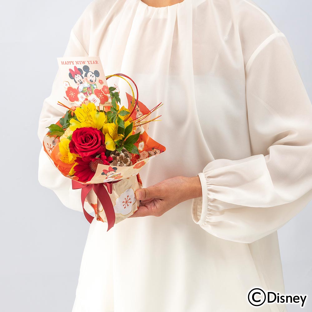 お正月 ディズニー そのまま飾れるブーケ「謹賀新年（ミッキー＆ミニー）」