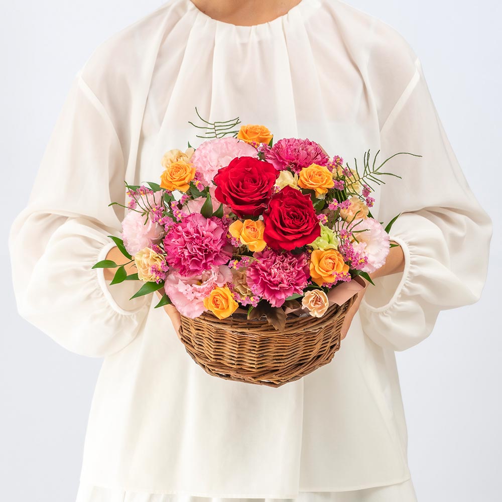 【最短翌日届け】10月旬の花 秋バラ アレンジメント（ミックス・M）