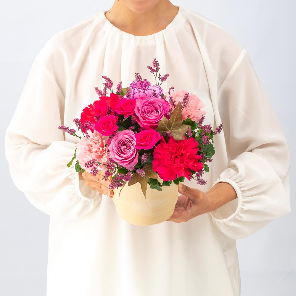 11月旬の花 バラ アレンジメント（ピンク・M）