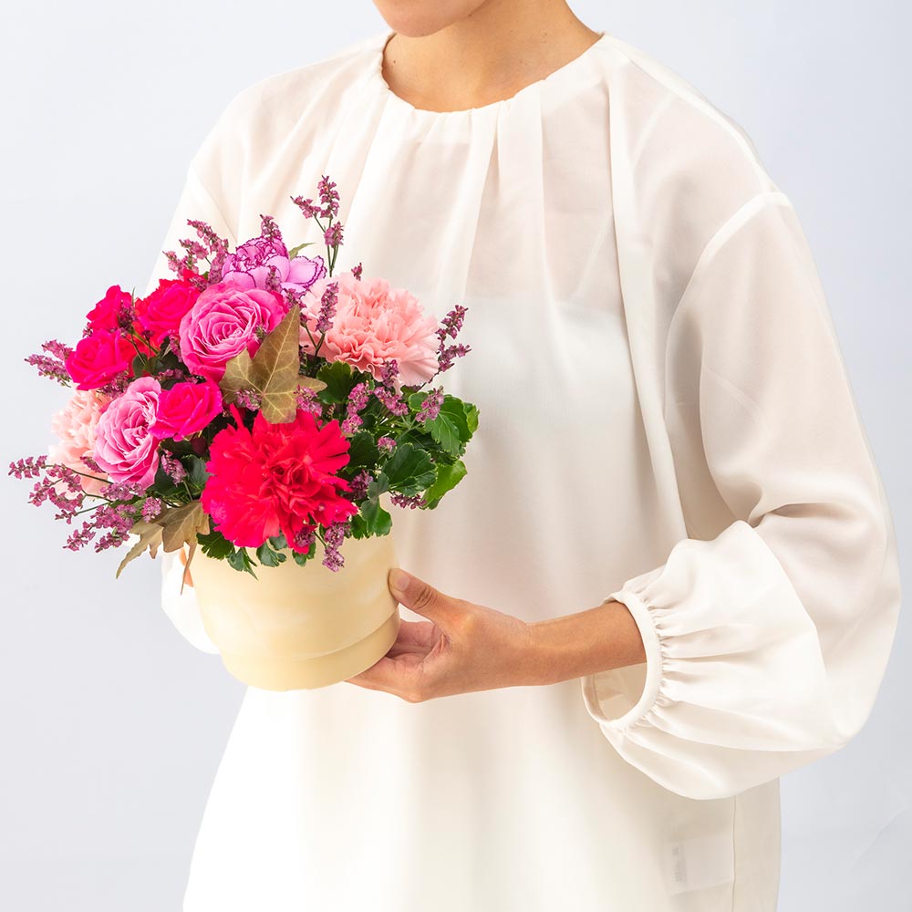 11月旬の花 バラ アレンジメント（ピンク・M）