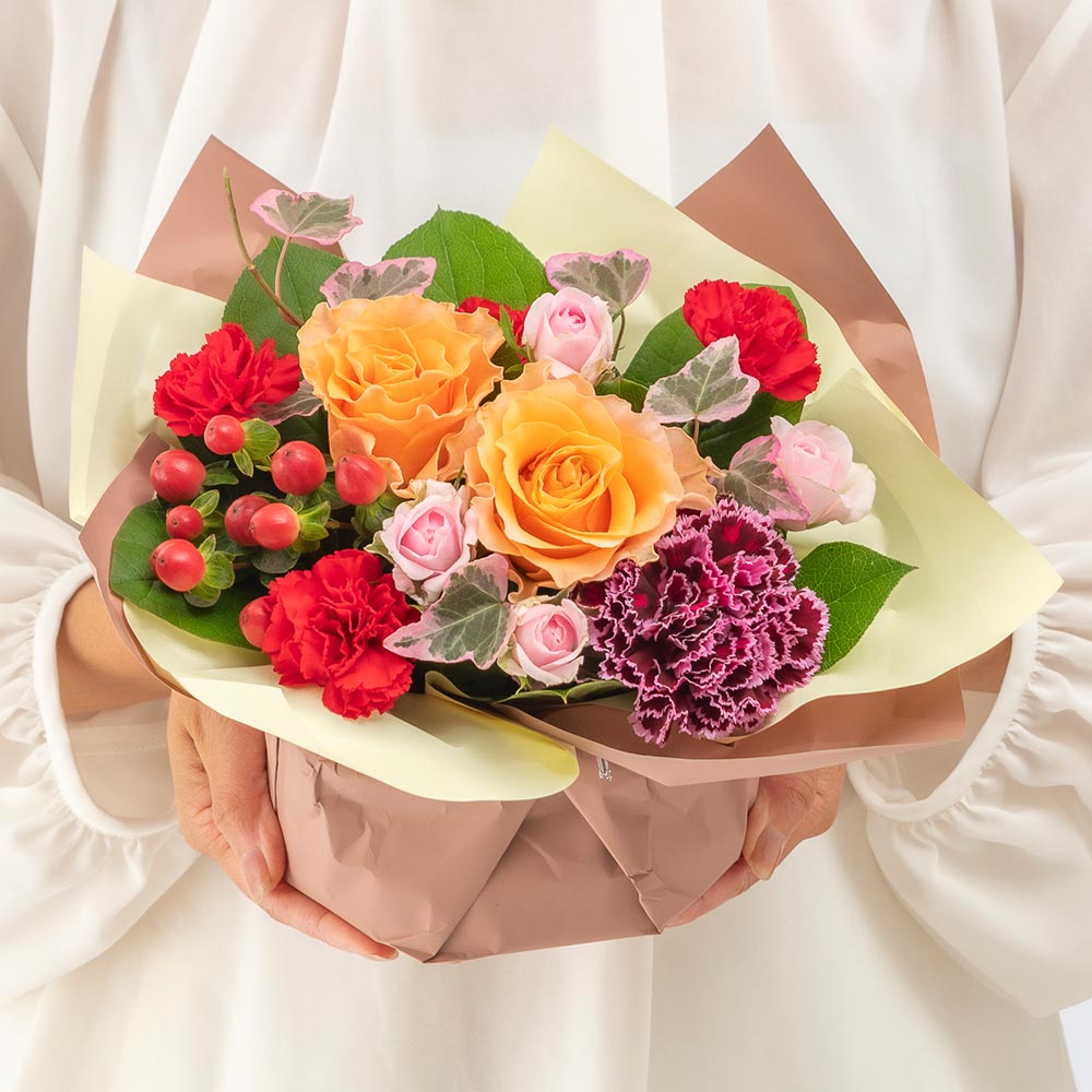 10月旬の花 秋バラ ラッピングアレンジメント