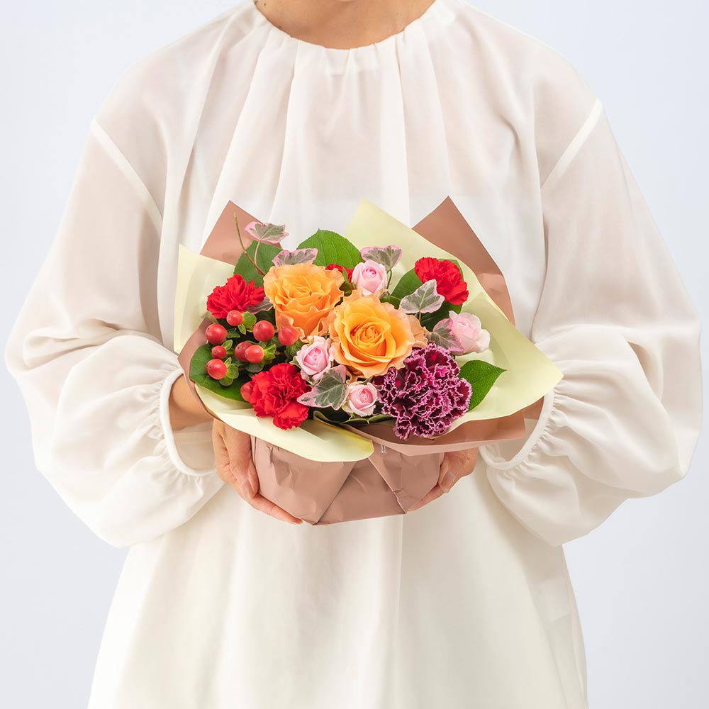 10月旬の花 秋バラ ラッピングアレンジメント