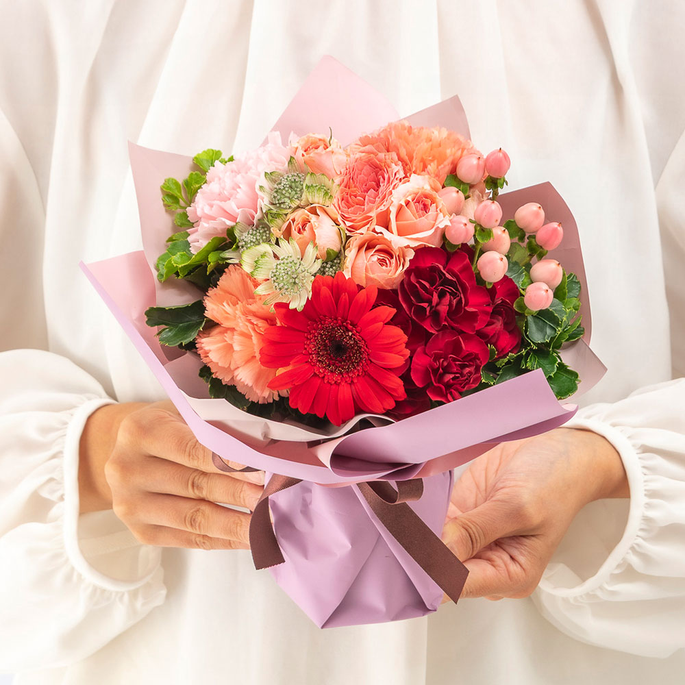 10月旬の花 秋バラ そのまま飾れるブーケ（ミックス・S）