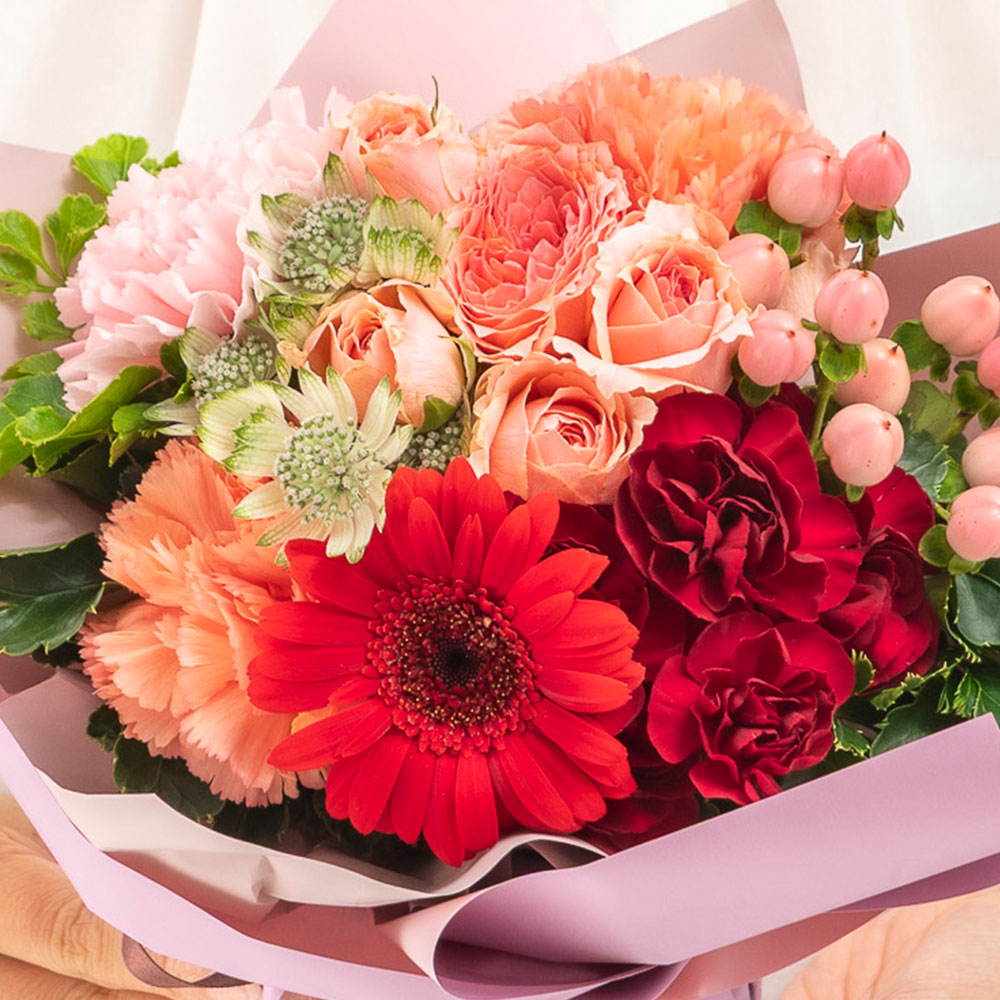 10月旬の花 秋バラ そのまま飾れるブーケ（ミックス・S）