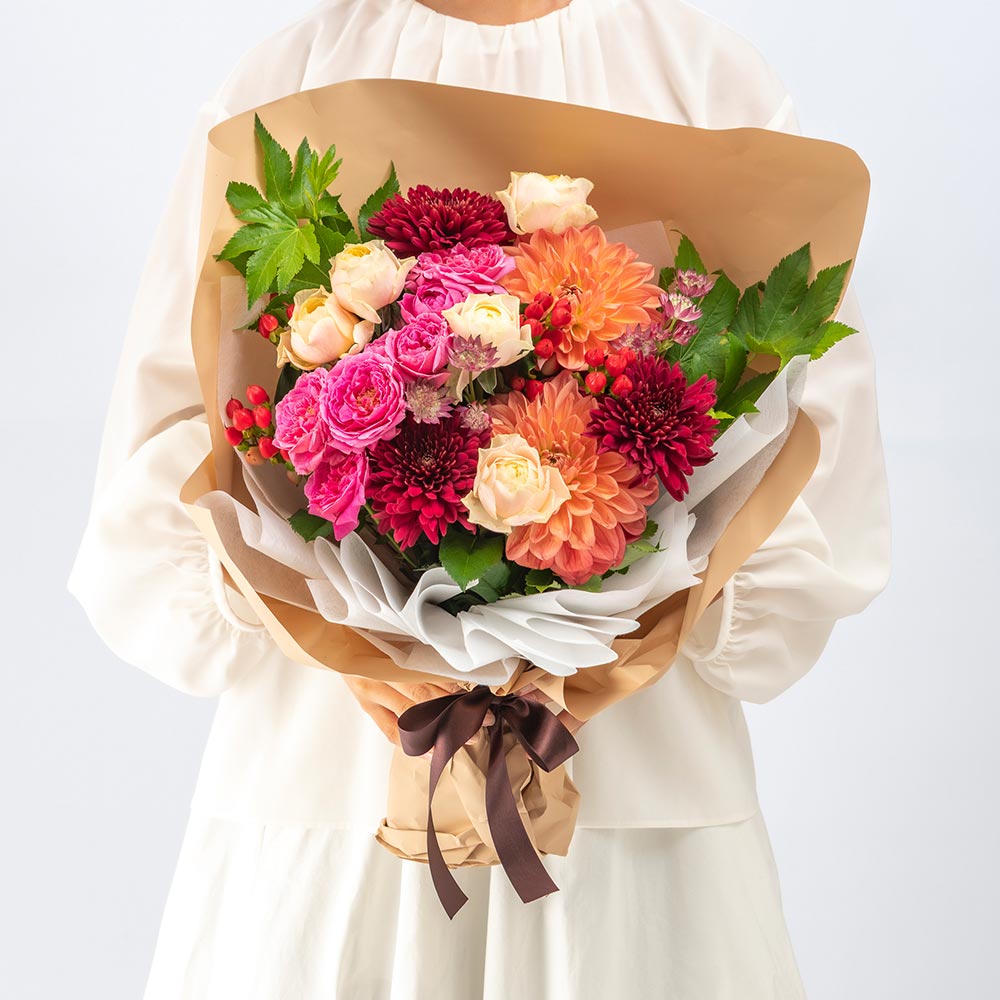 10月旬の花 秋バラ 花束（ミックス・L）