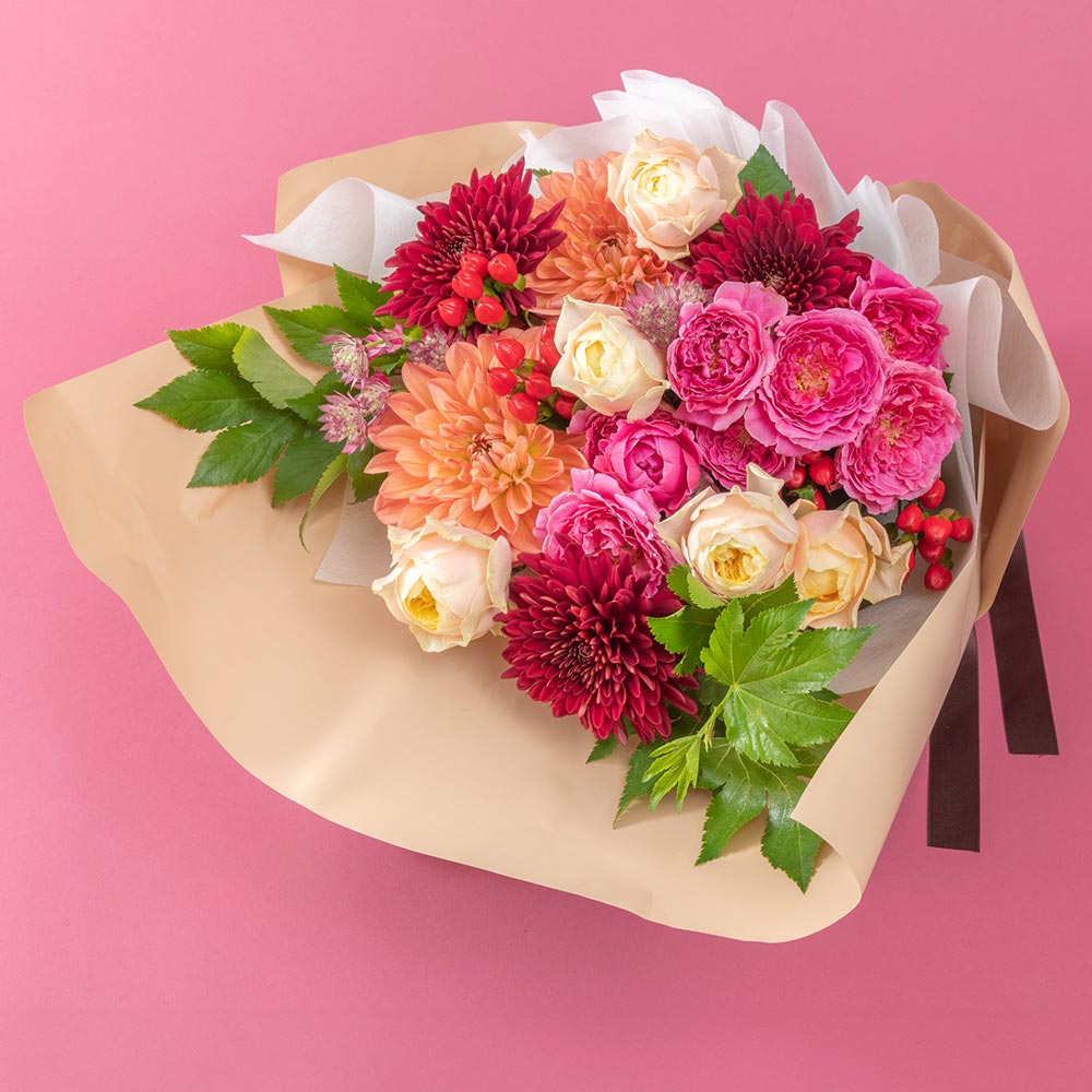 10月旬の花 秋バラ 花束（ミックス・L）