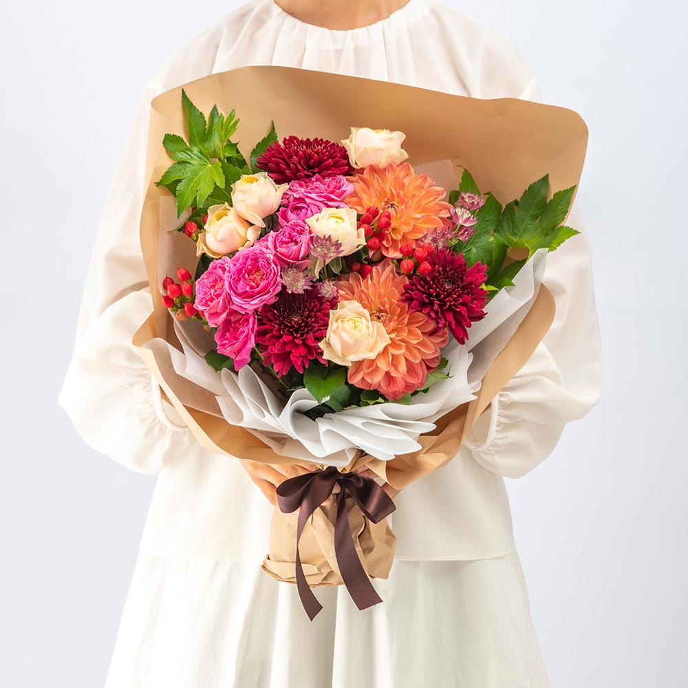 10月旬の花 秋バラ 花束（ミックス・L）