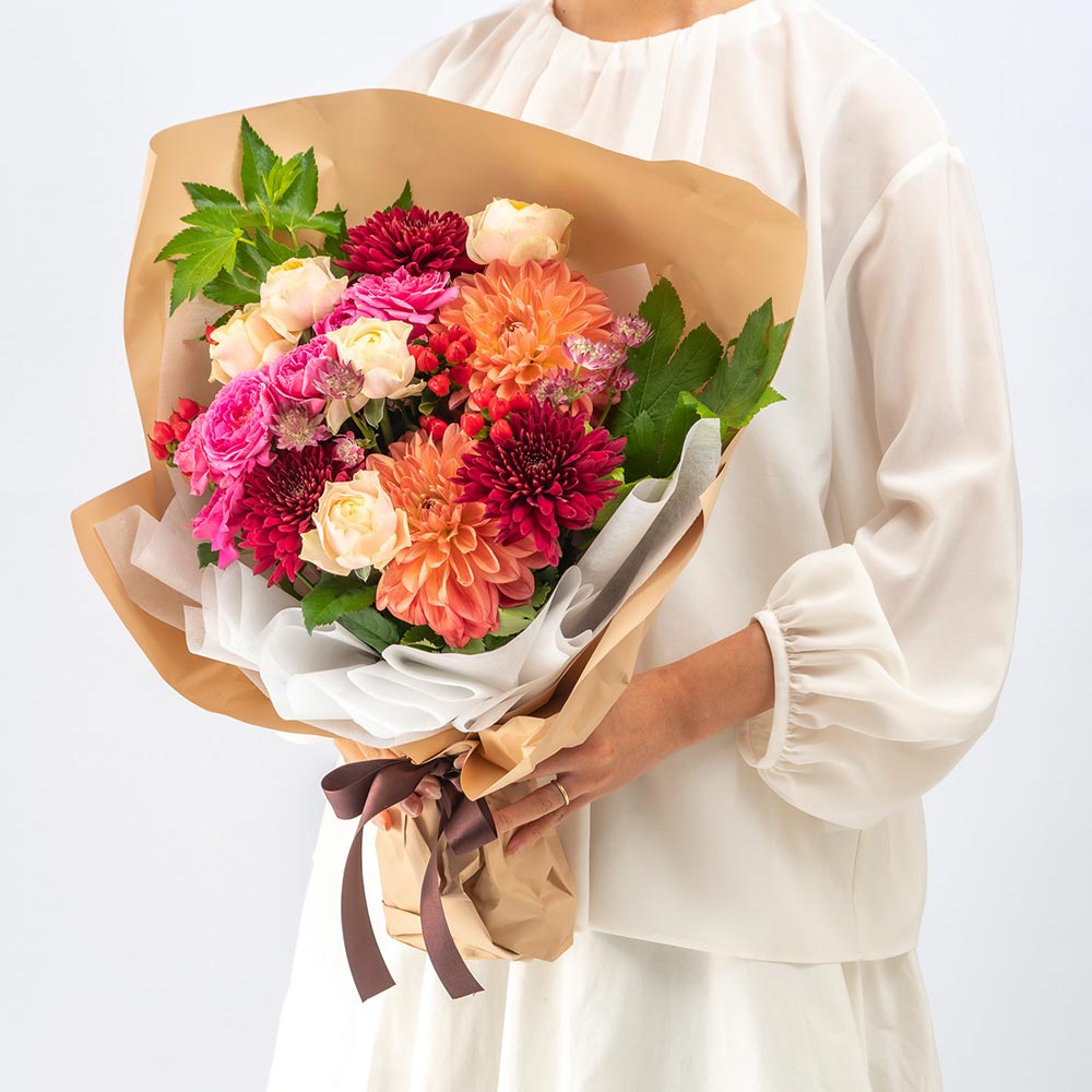 10月旬の花 秋バラ 花束（ミックス・L）