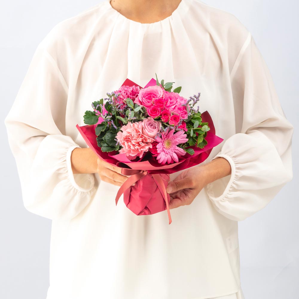 11月旬の花 バラ そのまま飾れるブーケ（ピンク・S）