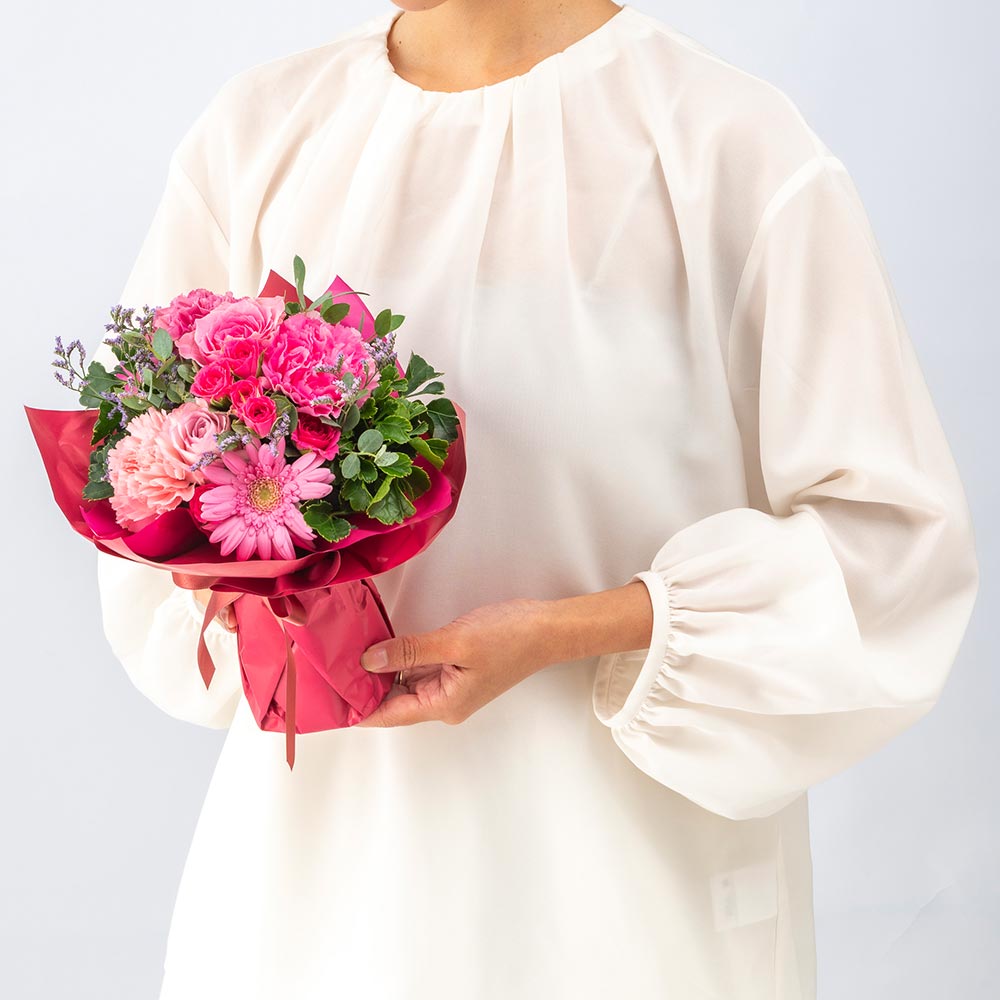 11月旬の花 バラ そのまま飾れるブーケ（ピンク・S）