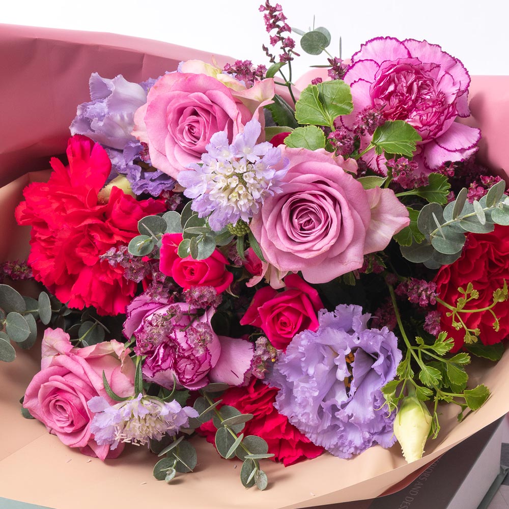 11月旬の花 バラ 花束（ピンク＆パープル・L）