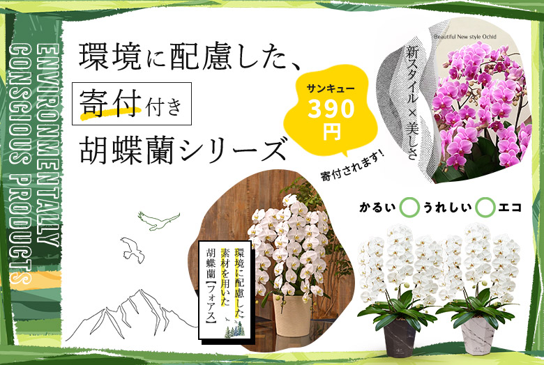 環境に配慮した、寄付付き胡蝶蘭シリーズ
