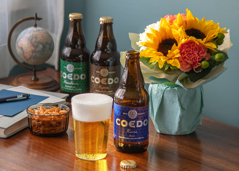 コエドブルワリー「クラフトビール 3種飲み比べ(6本入)」とそのまま飾れるブーケのセット