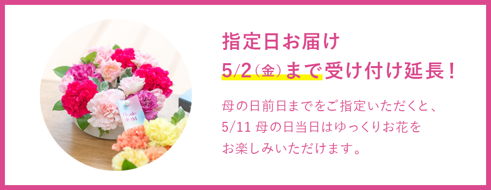 指定日お届け 5/2(金)まで受け付け延長!