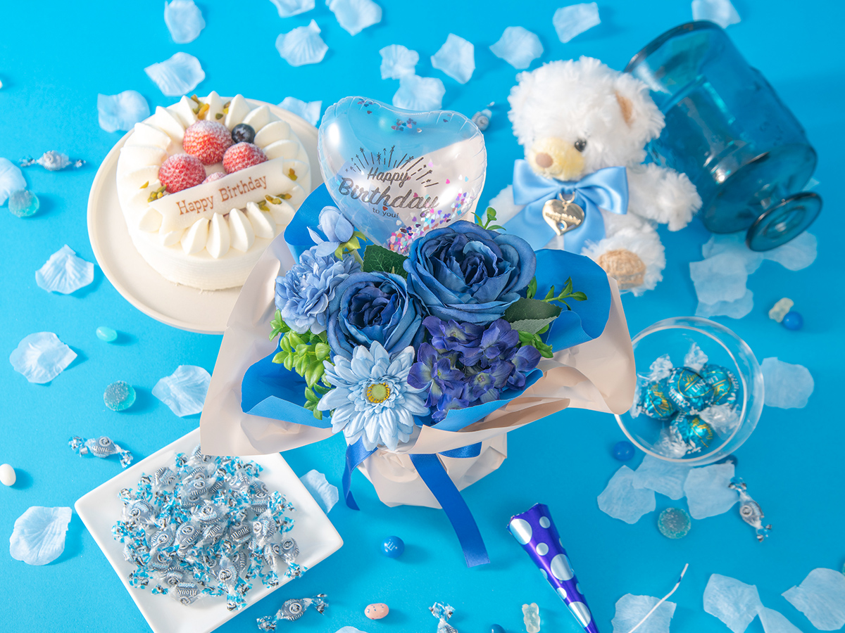 そのまま飾れる推し色ブーケ ブルー(青色・水色)