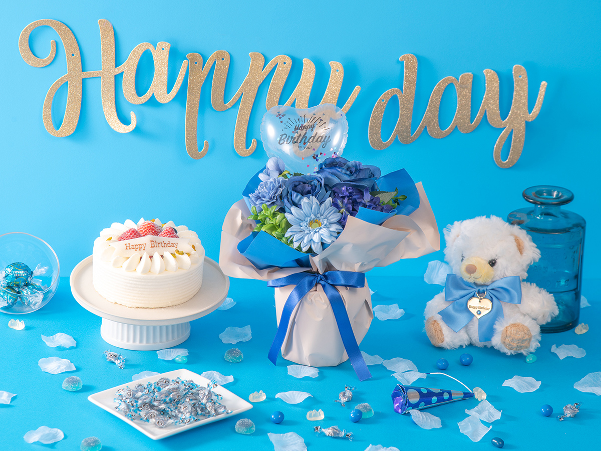 そのまま飾れる推し色ブーケ ブルー(青色・水色)